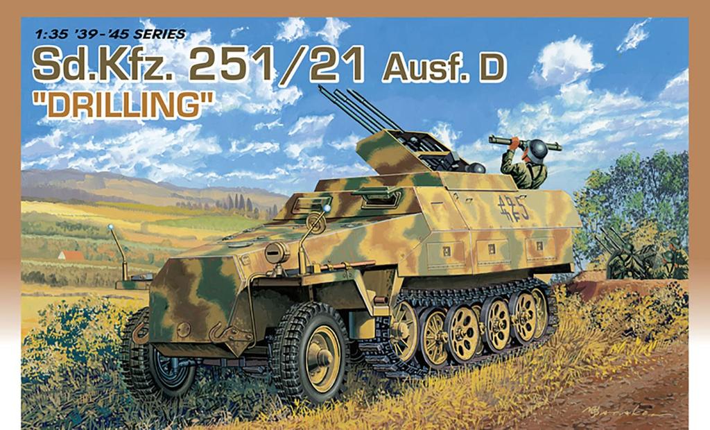 Platz 1/35 Maßstab Zweiter Weltkrieg Deutscher Sd.Kfz.251/21 Ausf.D Halbketten-Flugabwehr-Selbstfahrlafette Typ Plastikmodellbausatz DR6217