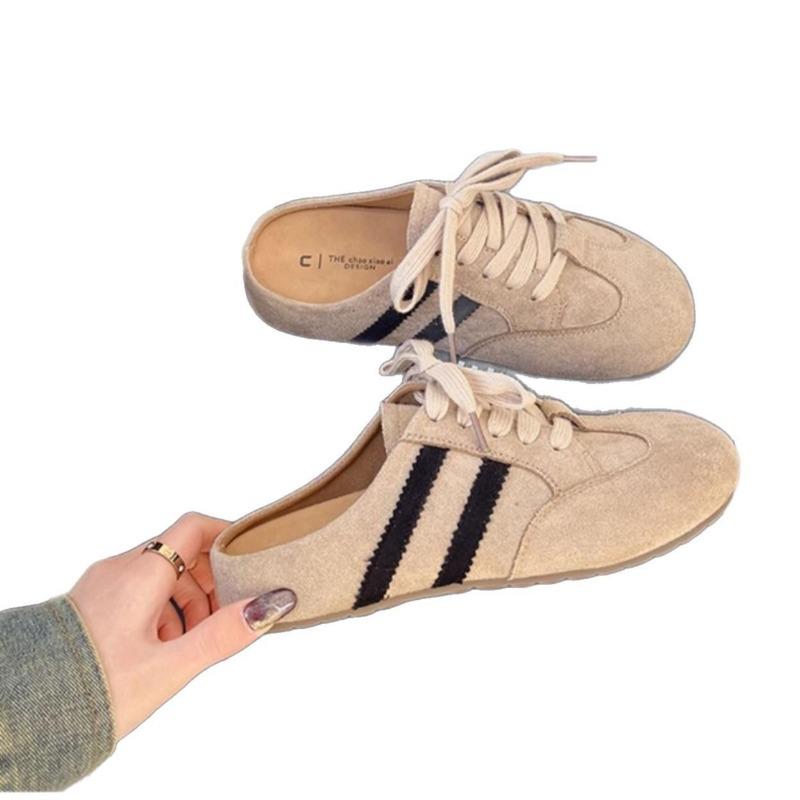 Baotou Half Slippers Summer New Heelless One Pedal Women's Shoes Lace-up Casual Women