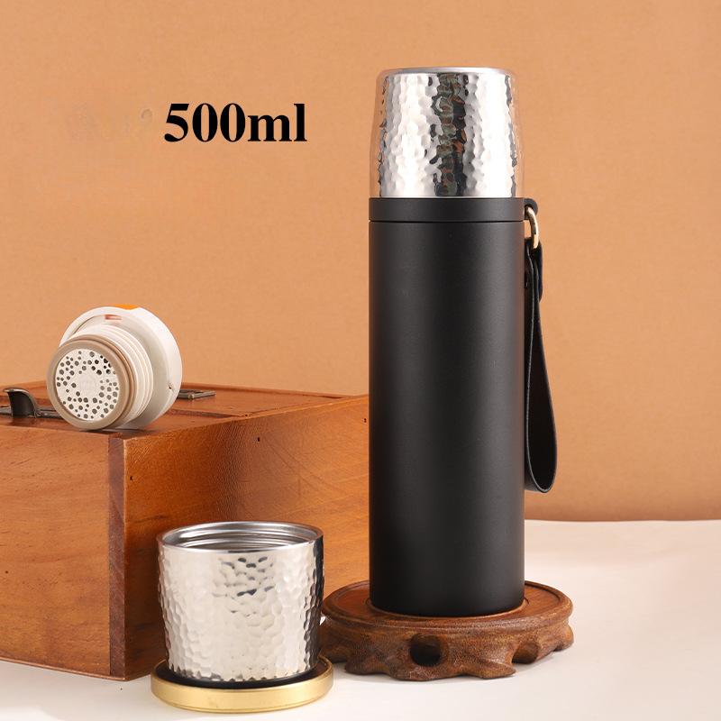 

316 молотковая крышка из нержавеющей стали, чашка-термос, керамическая подкладка, покрытие, чашка для тушеного чая, деловые подарки, чашка для воды 500ml чёрный