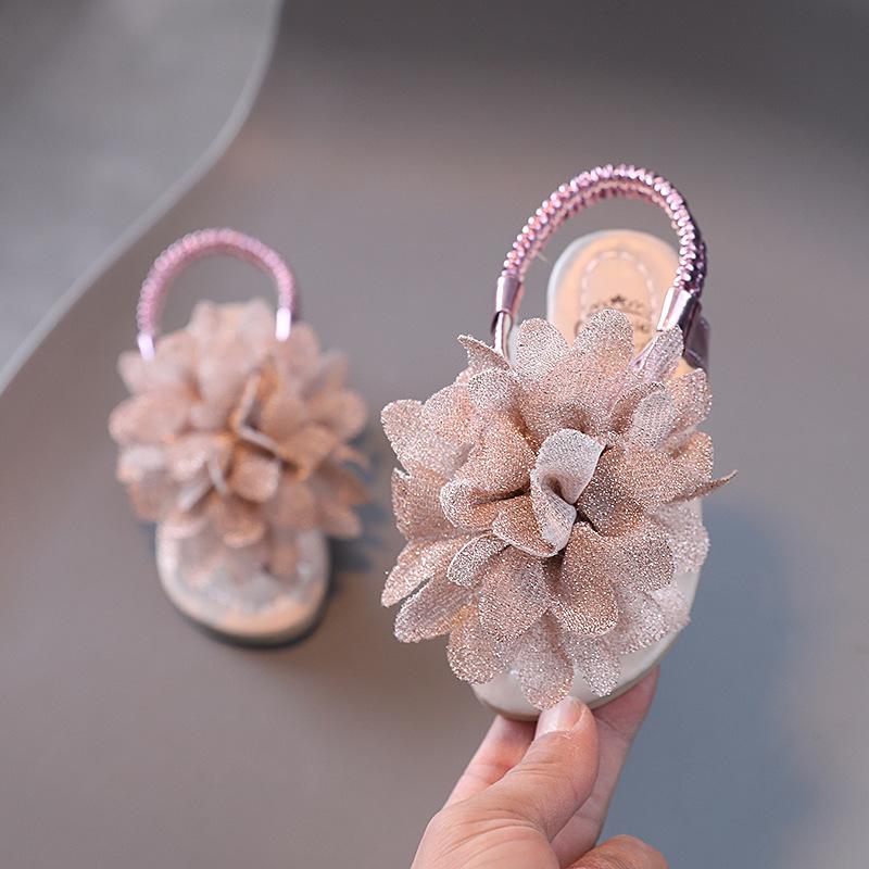 Children's Sandals Summer Glitter Princess Shoes for Girls Fashion Elegant Kids Causal Beach Flat Sandals Soft Bottom Versatile