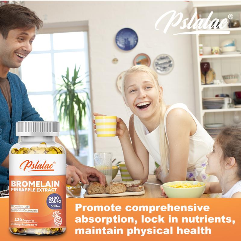 Pslalae High Bromelain Capsules, 500 Mg Per Serving, Gentle and Easily Absorbed, Suitable for Adults.