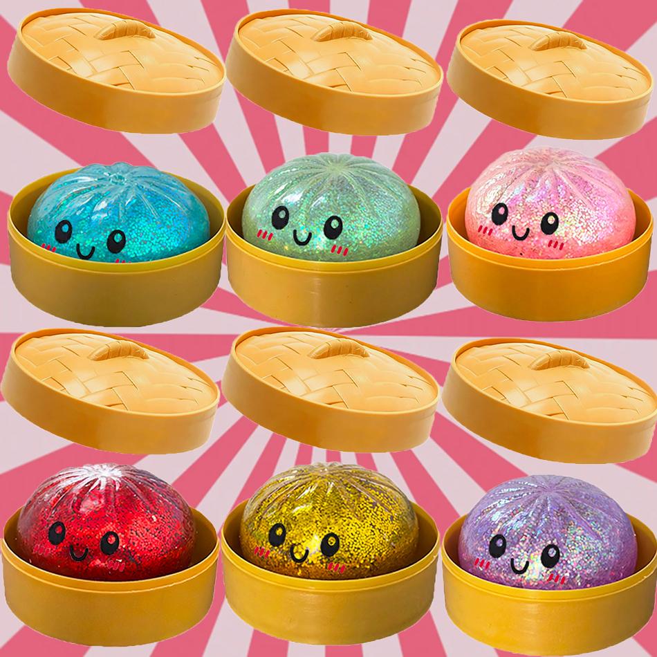 Regalo IN Regali Realistico Gigante Raviolo Spremibile con Cestello di Bambù Morbido Palla di Impasto TPR Giocattolo Decompressione Fidget Divertente Creativo