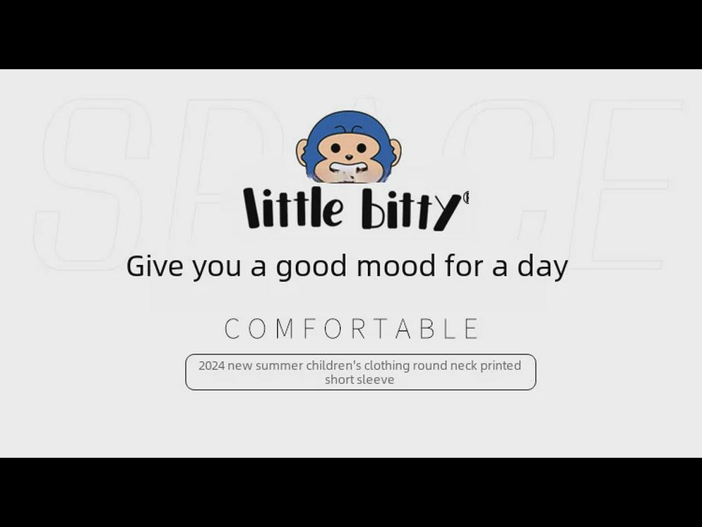 2024 Ocean Shark Boys' Cartoon Round Neck T-Shirt, Short Sleeve, Summer Collection