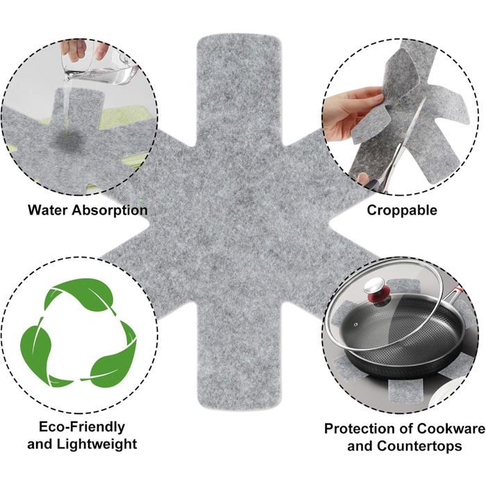 12 Pièces Protege Poele Feutrine, Résistant à la Chaleur et Antidérapant Protection poele et Casserole, Convient pour Protéger e219