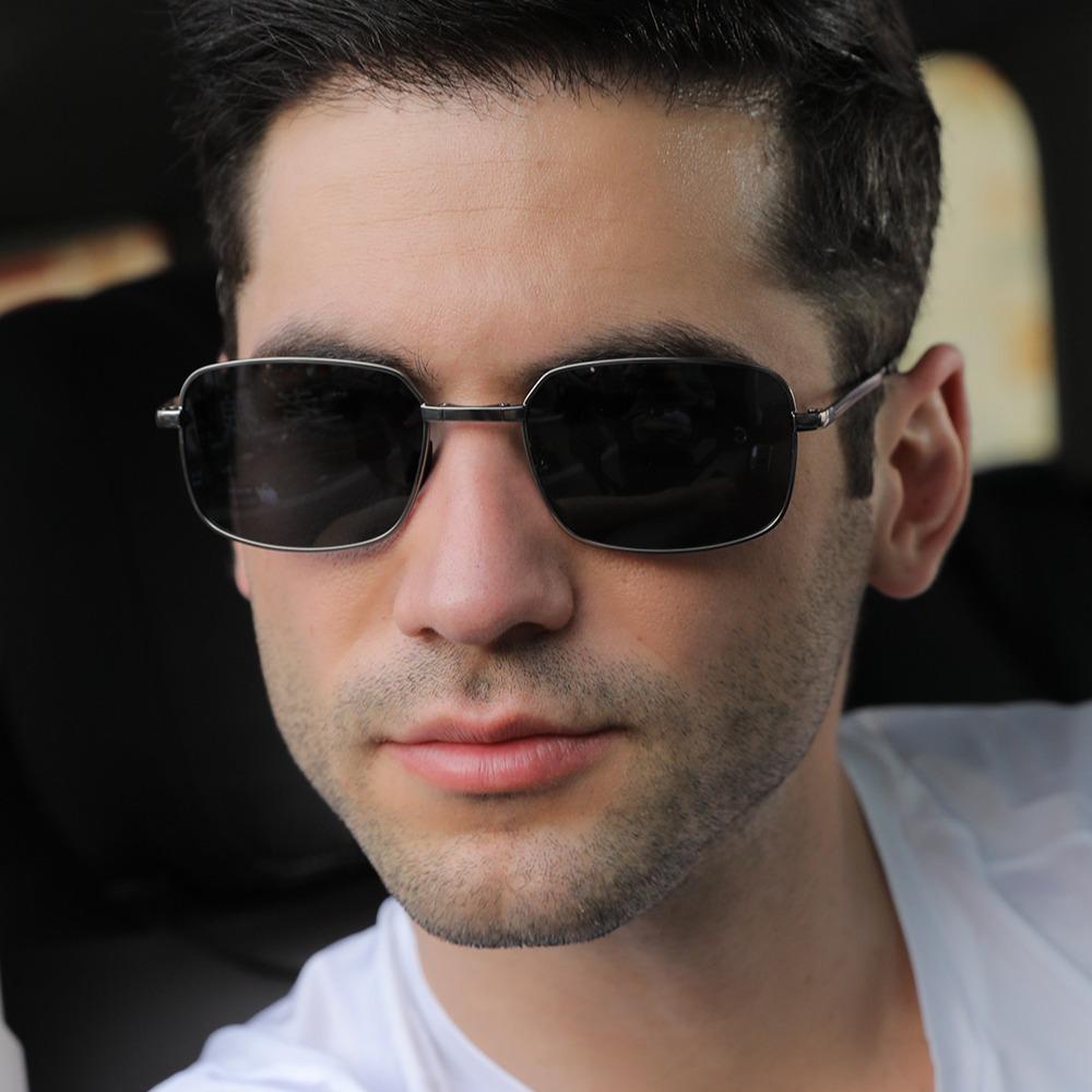 aoron Men's Metal Polarized Light Color-changing Folding Sunglasses Fashion Sunglasses Square Night Vision Glasses