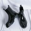 British Medium Tube Martin Boots Men's Tide Thick-soled Cigarette Boots Glossy Black Chelsea Boots European and American High-top Big Boots Men