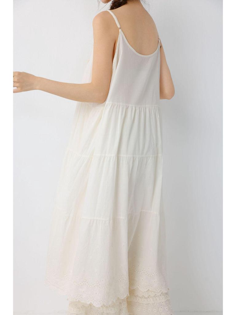 Women's Forest Style Embroidered Layered Lace Long Dress