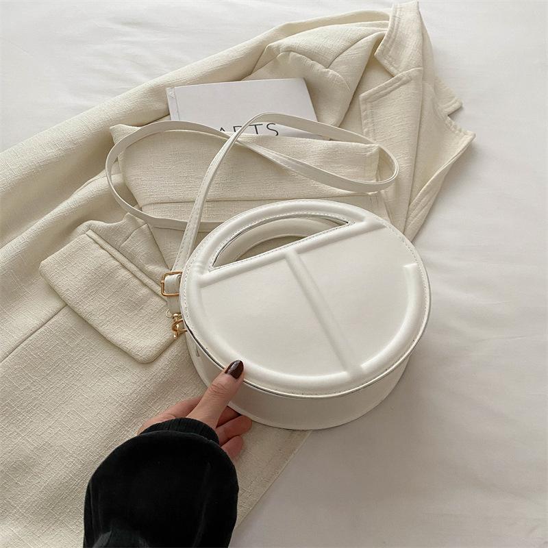 

Проста ретро-маленька кругла сумка, повсякденна модна сумка для приміських поїздок, нова літня корейська версія 2024 року, проста модна коса сумка-сумка білий