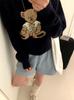 Women's Cartoon Embroidered Round Neck Loose Knit Sweater