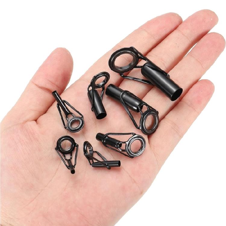 6Pcs Fishing Poles Eyelets Repair Set Stainless Steel Rod Tip Repair Rings Replacement Fishing Top Rod Guide Ceramic Rings