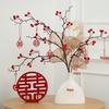Red Fruit Prosperity Flower Arrangement Figurine for Wedding and Living Room Decor