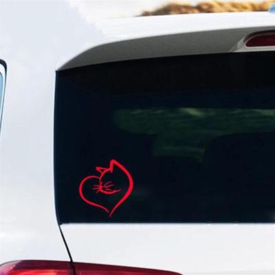 Creative Cats &Heart Pattern Car Sticker Reflective Safety Decal Strong PVC Decal for Vehicle Glass Night Driving