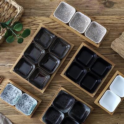Creative Ceramic Grid Fruit Plate Snack Plate Serving Platter Japanese Small Dish with Tray Home Desktop Dried Fruit Snack Tray