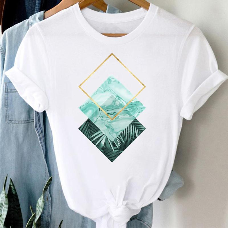 Watercolor Women Print Tee Top Summer Lovely Style Cute Sweet Fashion T-shirt Short Sleeve Lady Female Clothing Casual Graphic T-shirt