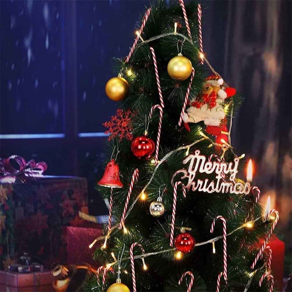 6 Pcs 15cm Acrylic Crutch Twisted Xmas Tree Hanging Ornaments Christmas Canes  Noel Tree Decorations