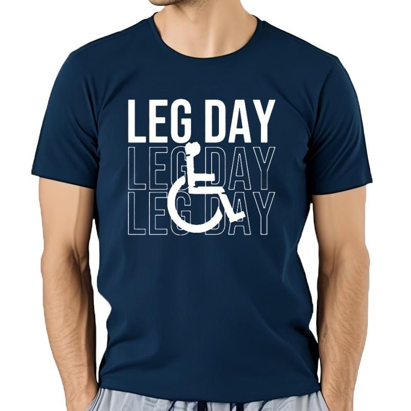 Camiseta SarcáStica Divertida Fitness Gimnasio Hombre Novedad Pierna DíA GráFico Impreso Camiseta Casual Suelta Moda C