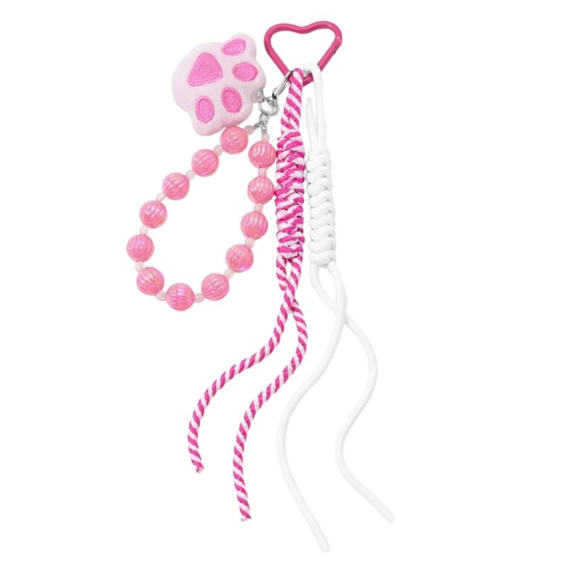 

Cute Strawberry Cats Paws Keychain Bag Charm Accessory For Women Girls Gift Fashion Bag Pendant Key Holder рожевий