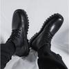 Classic Men's High Top Boots Quality Leather Casual Boots Fashion Motorcycle Boot Lace Up Ankle Boots Non Slip Platform Booties