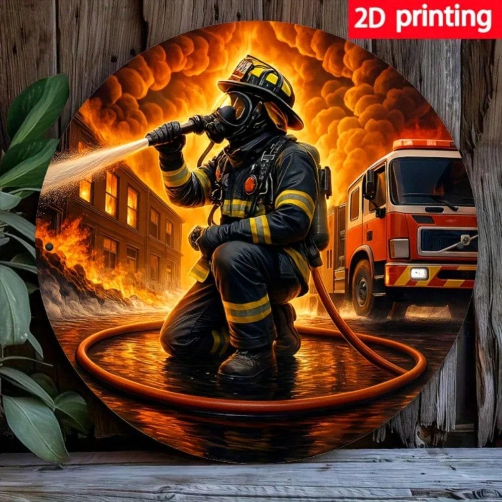 Heroic Firefighters Metal Sign Waterproof Durable Wall Art for Home Office Decor Gift