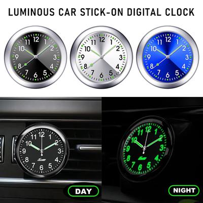 Mini reloj luminoso para coche, reloj adhesivo interno para automóviles, relojes mecánicos de cuarzo, adorno para automóvil, reloj digital de 40 mm y 43 mm