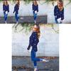 Premium Quality Woman O Neck Long Sleeve Casual Polka Dot Blue Blouse For Everyday Comfort