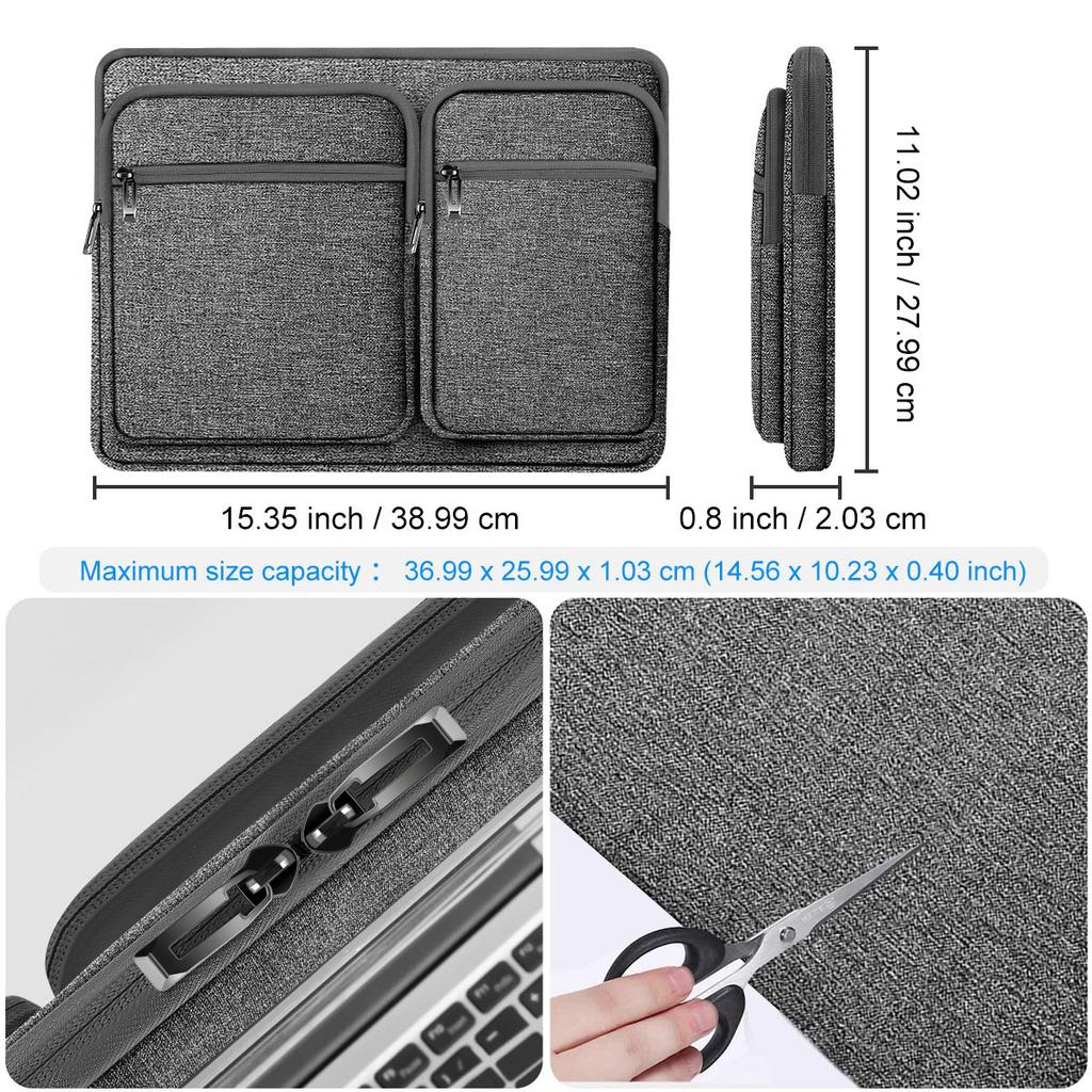 15-inch Multi-pocket Laptop Waterproof and Shockproof Protective Inner Sleeve