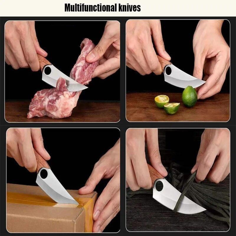 Stainless Steel Boning Knife Hand Forged Butcher Knife Camping Barbecue Cutting Fruit Outdoor Portable Kitchen Knife