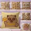 Caybara Cute Cushion Cover Natural Linen Pillow Case DoubleSided Print Decorative Sofa Pillowcase Home Decor Gift