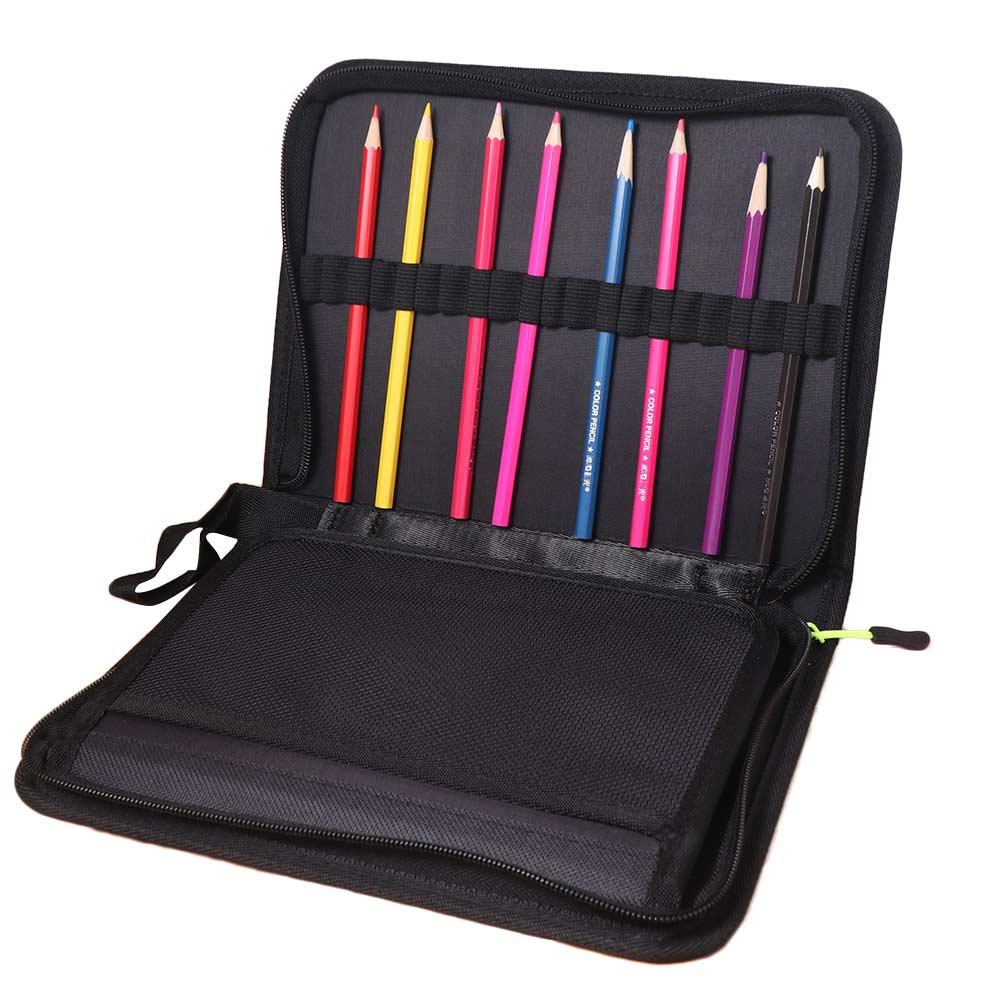 Large Capacity Zippered Slots Organizer Sketching Pencil Bag Art Markers Brush