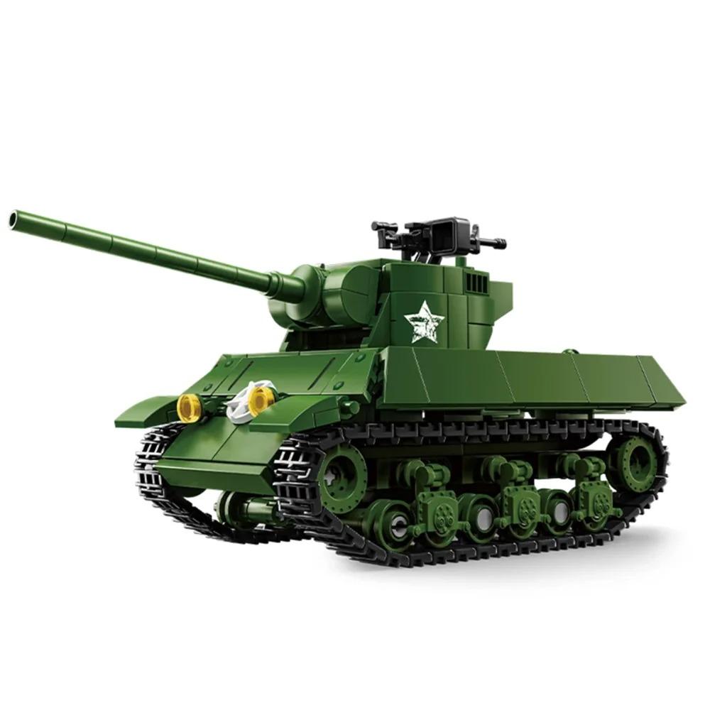 Vojenský WW2 MOC Armádní hlavní bojový tank Obrněné vozidlo Stíhačka Vojáci Figurky Stavebnice Kostky Sada Pro Děti Hračky