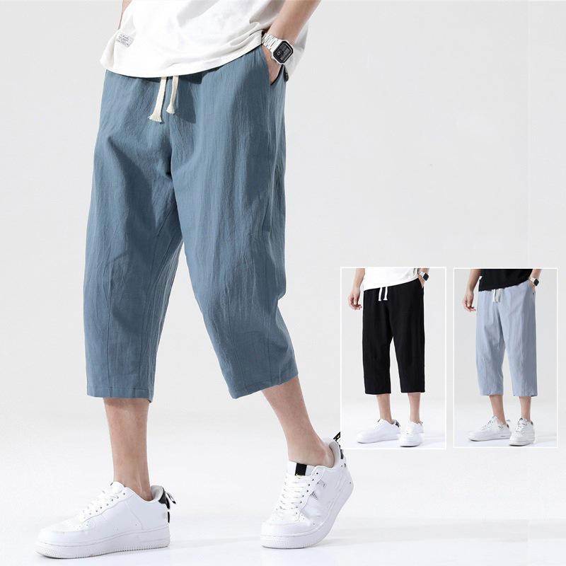Summer Casual Linen Short Pants Cotton Straight Men's Lightweight Shorts Beach Short Pants