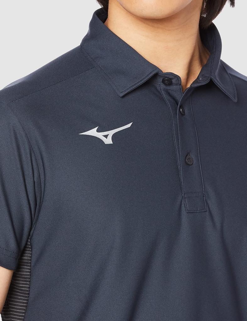 Mizuno MC Line Training Polo Short College Size S Shirt, Sleeve, Moisture-Wicking, Quick-Drying, 32MAA170, Blue,