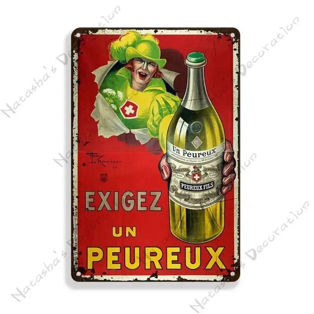 Vintage Alcohol Advertisement Metal Sign, Retro Bar Decor Plaque 30x20cm