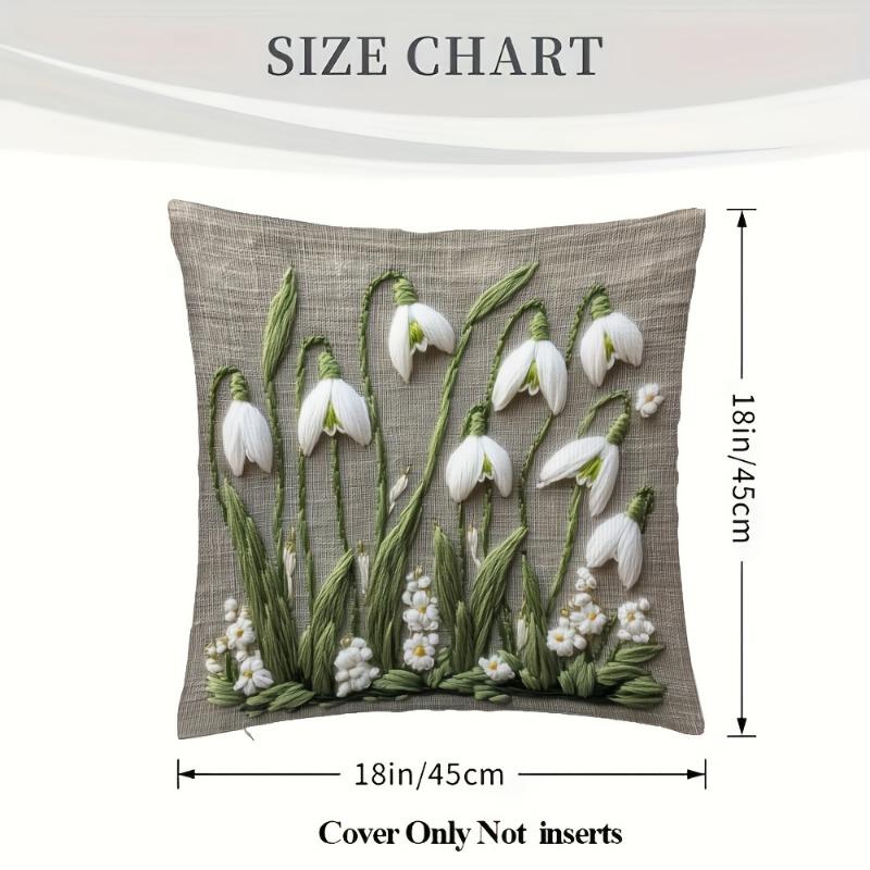 Snowdrop Floral Throw Cushion Covers Chair Living Room Pillowcase Cozy Zipper Sofa Pillow Covers Bedroom Indoor Home Decor