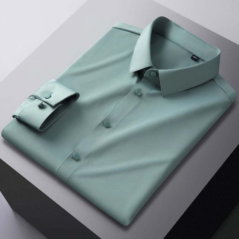 Elegant Classic Design Slightly Stretch Button Up Shirt, Men's Clothes Iron-Free Long Sleeve Dress Shirts For Spring Fall Winter