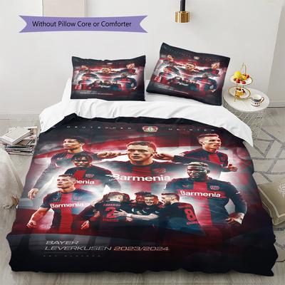 Bayer 04 Leverkusen Juego de Ropa de Cama con Estampado Juego de Colcha Funda de Colcha Funda de Almohada Decoración del Hogar Regalo de Cumpleaños (1 * funda nórdica + 2 * fundas de almohada, sin núcleo)