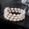 Multi-layer 8mm Pearl Rhinestone Bracelet, Bridal Full Diamond Elastic Bracelet Open Wound Diamond Bracelet