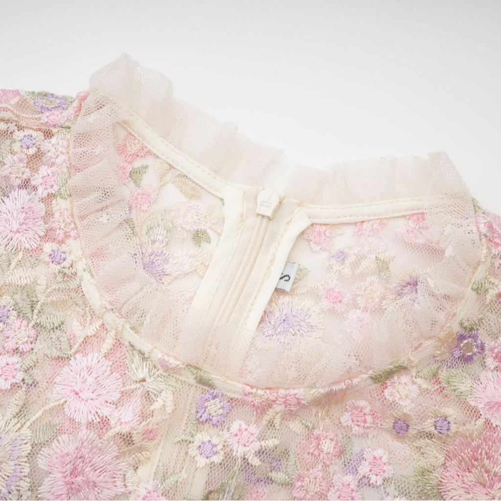 New Chinese Cheongsam Dress, Thin Floral Mesh Skirt, Bridesmaid Dress, Banquet Dress, Skirt