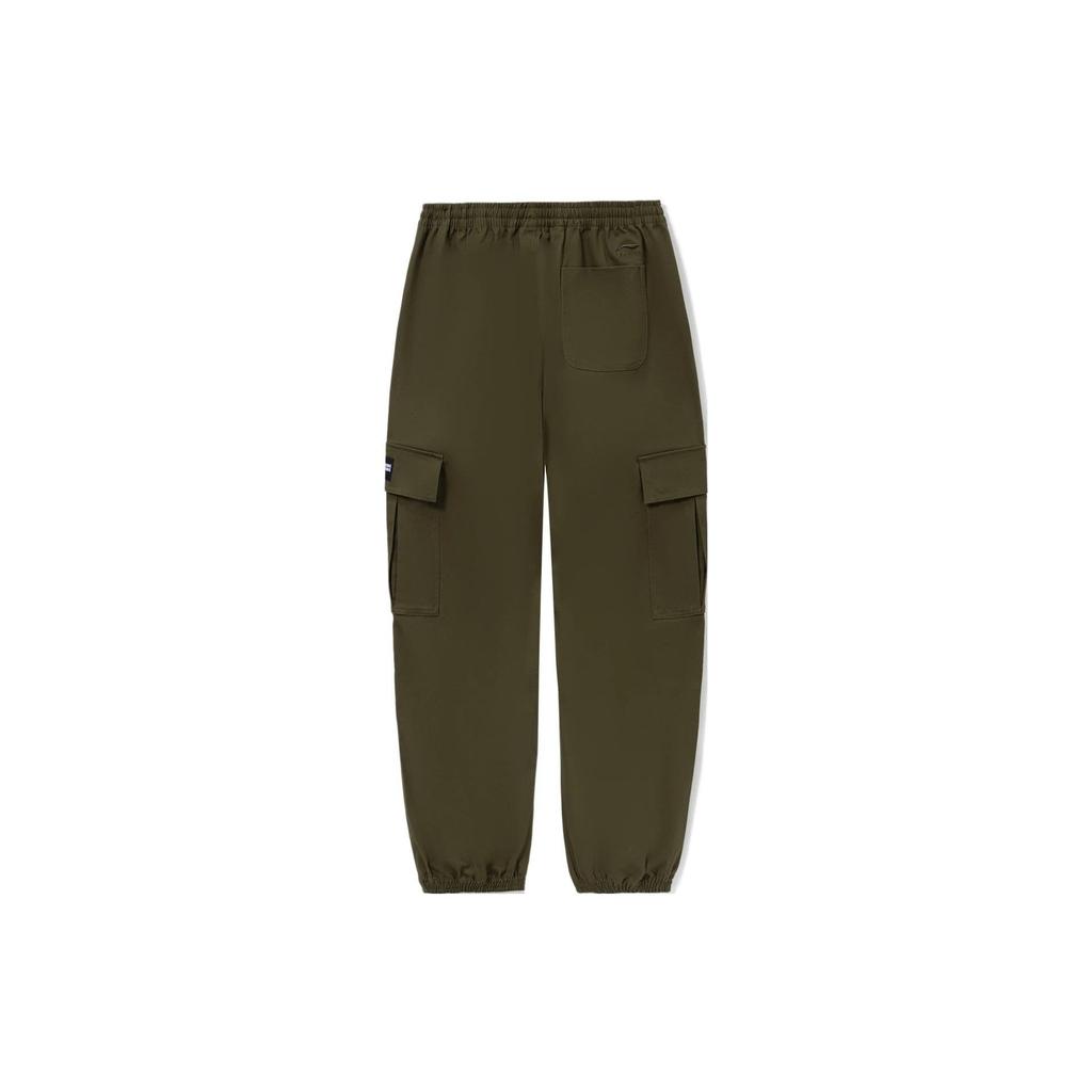 Li-Ning Skateboard Series Solid Color Cargo Pocket Detail Jogger Pants Men Bottoms Olive-Green AKXS085-3