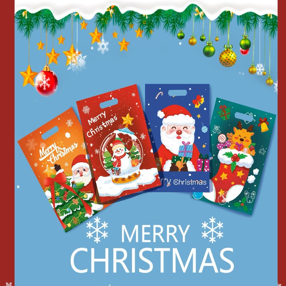 50Pcs Snack Packaging Christmas Packaging Bag Party Supply Santa Clause Christmas Candy Bag Multicolor Merry Christmas