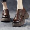 Fashion GKTINOO 2025 Spring New Heightening Loafers Genuine Leather Hook & Loop Pumps Fashion Versatile Women's Platform Shoes
