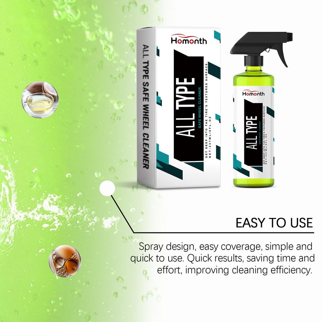 Homonth Tous Types Nettoyant Jantes Mousse Solution Nettoyante Premium Pneus Voiture 237ml