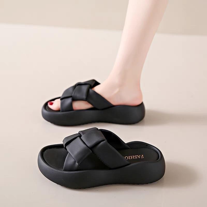 

Women s outer slippers are fashionable and high-value, summer thick bottom, anti-skid and deodorant 40 чёрный