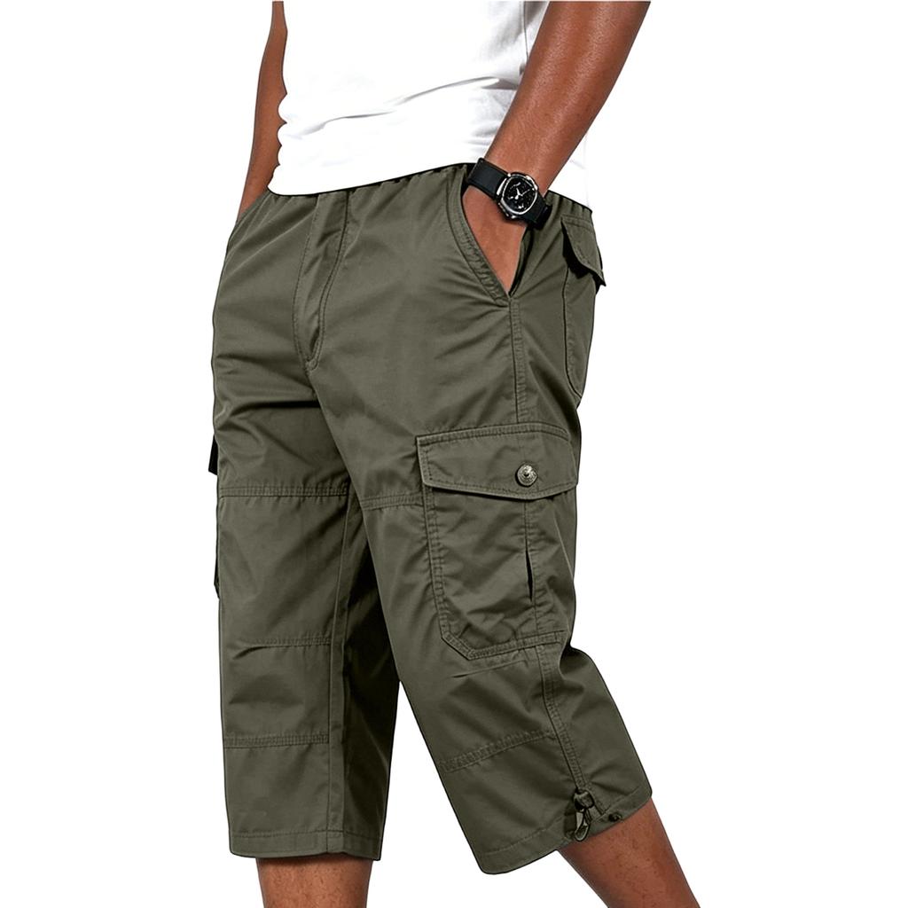 Heren Losse Casual Cargo Shorts Multi Pocket Knie Lengte Werkkleding Utility Shorts met Verstelbaar Trekkoord Zoom