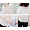 Bolan Verl White Long Sleeve Blouse with Casual Solid Perfect for Office Size M Women's Ruffles, Top, Color, Thick, Elegant, Commuting, Business,