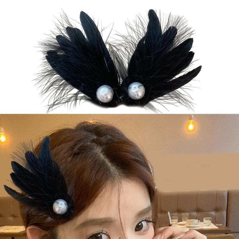 Feather Duckbill Hair Clip Side Hairpin Embroideried Wing Shape Hair Clip for Women Girl Hair Decoration Accessories
