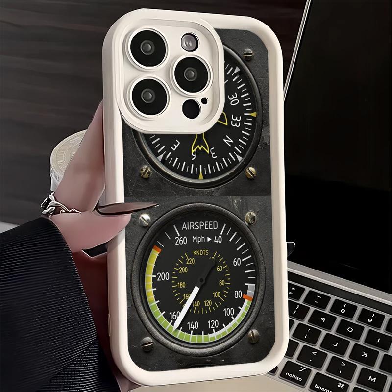 Flugzeuginstrumenten-Cockpit-Radar-Handyhülle für iPhone 16 17 Air 16E 15 Pro Max 14 Plus 13 12 Mini Hülle Weiche Silikonhülle Lustig