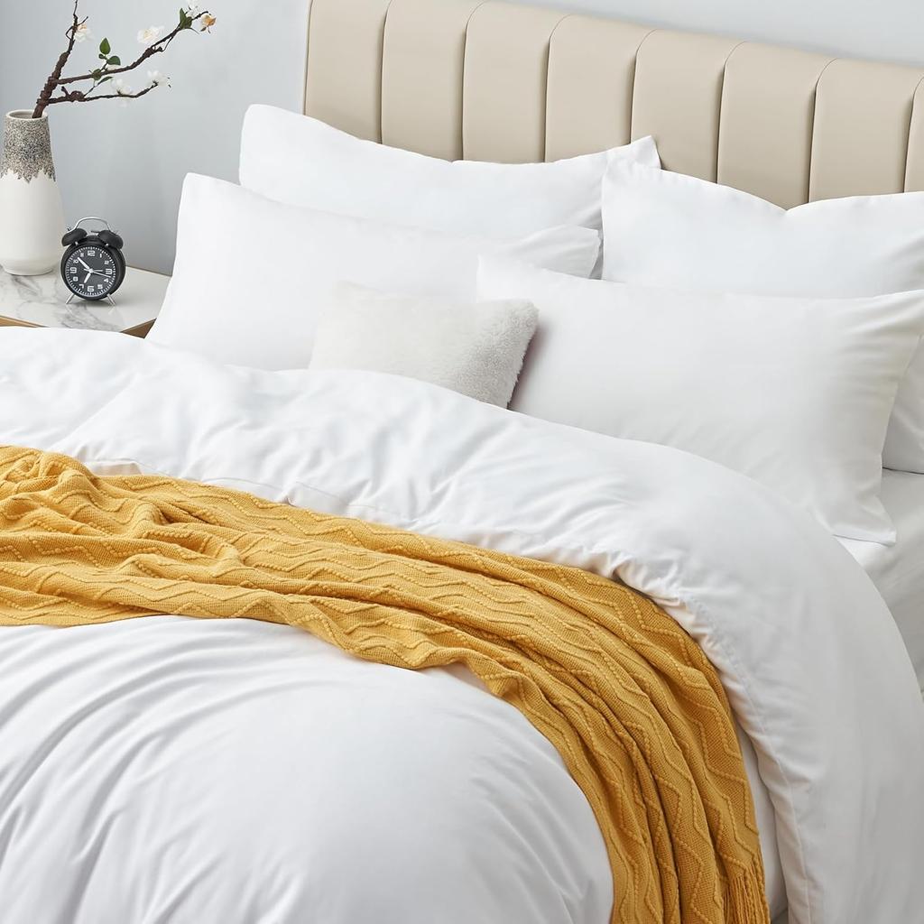 Aisbo King Size Pillow Cases Set of 2 - White King Pillowcase 2 Pack with Envelope Closure, Soft Brushed Microfiber Bed Pillow Case Cover, 20x36