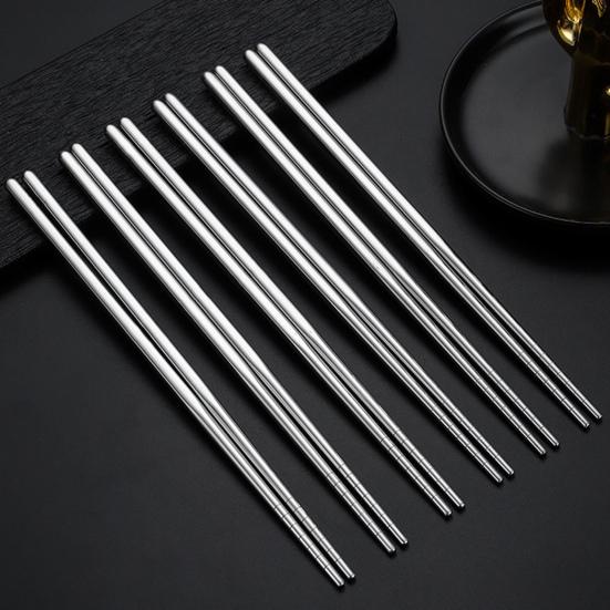 5 Paar Essstäbchen aus Edelstahl, hohe Härte, wiederverwendbar, rutschfest, leicht, Metall-Essstäbchen, hitzebeständig für den Haushalt