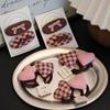 Pink Heart Hair Tie & Bangs Clip - Cute, No-Damage, Plaid Bow Hair Accessories for Girls